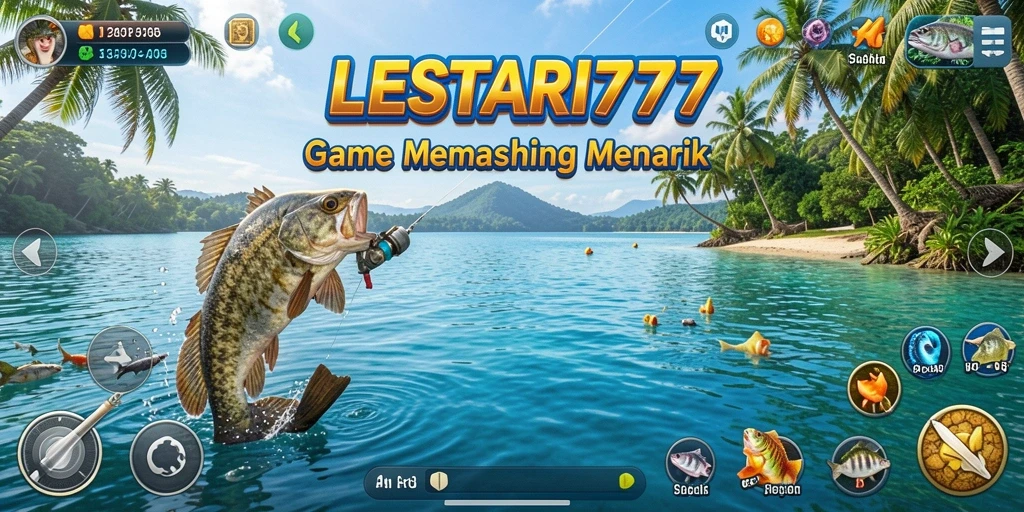 Screenshot gameplay LESTARI777 menampilkan aksi memancing yang mendebarkan.