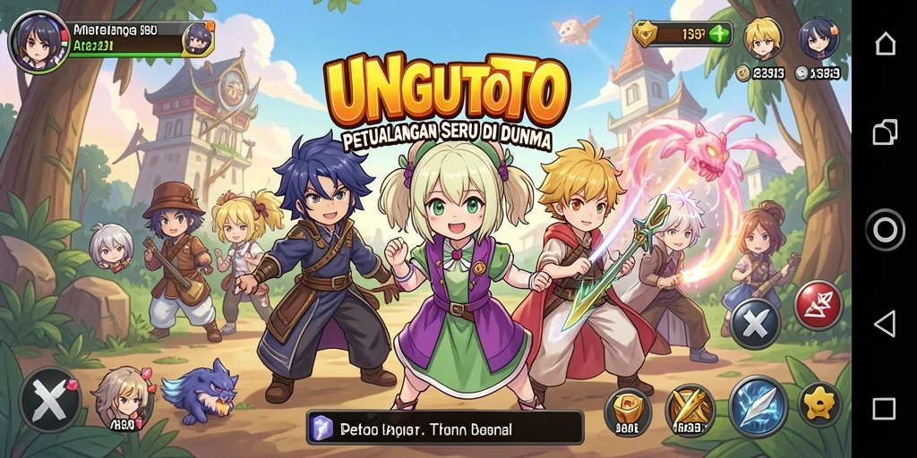 Gameplay seru UNGUTOTO dengan karakter anime yang menawan.